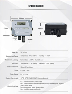 Sensor transmisor de humedad y temperatura, salida analógica, 4-20mA