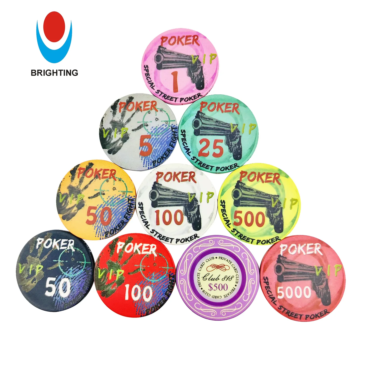 Chips de poker personalizados uv de 39mm 43mm 50mm 55mm, chips octogonal 45*3.3mm impressão de argila abs personalizado casinho de cerâmica chip de poker