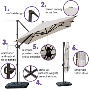 HOMFUL <span class=keywords><strong>Offset</strong></span> Patio Umbrella <span class=keywords><strong>Rectangular</strong></span> Cantilever Umbrella Garden Hanging Umbrella with Crank &amp; Easy Tilt