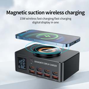 PD 140W Portable 15W Wireless Desktop Charger 8 Ports USB C 100W Charging Station <strong>Multi</strong> Function LED Display US <strong>EU</strong> UK AU <strong>Adapter</strong> - Product Image 4
