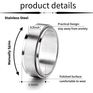 Cứu trợ quay vòng thép titan vài đồ trang sức thần tài quay vòng chống lo lắng <span class=keywords><strong>Spinner</strong></span> xoay vòng thép không gỉ - Product Image 3