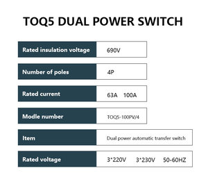 สวิตช์ถ่ายโอนข้อมูลทั่วไปอัตโนมัติ2P DIN Rail สวิตช์ไฟคู่50/60HZ 220V 100A 63A - Product Image 4