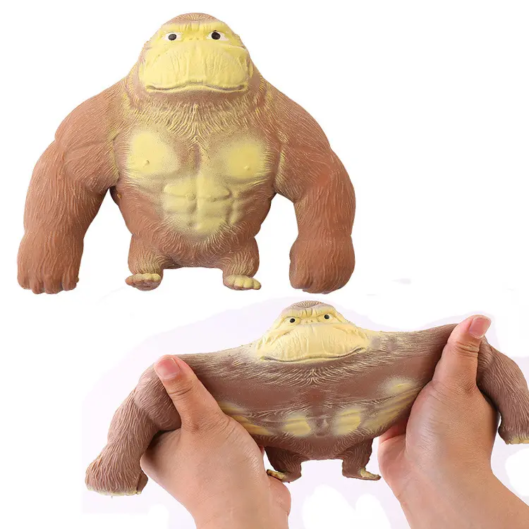 2023 Nieuwe Release Grappige Handgreep Dier Zacht Plastic Squishy Gorilla Stress Reliëf Squeeze Stretch Aap Speelgoed Voor Kinderen Volwassenen