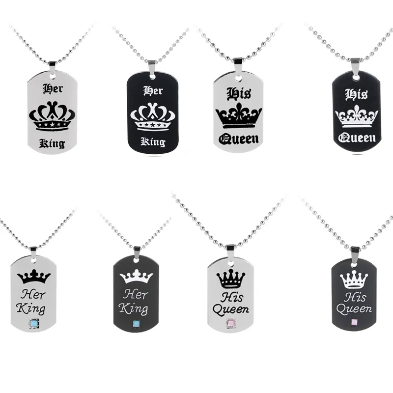 Hot Lover Her King His Queen Crown Letter Couple Necklace For Women Men Valentine's Day Gift