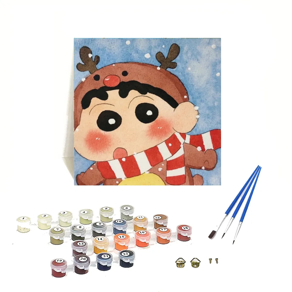 Orfon Crayon Shin-chan cartoon pittura a olio fai da te per bambini immagine digitale della parete pittura su tela stile giapponese