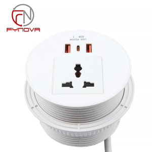 Venta caliente ABS Zócalo de escritorio Multifunción USB Tipo C Salidas ocultas Zócalo de ojal redondo - Product Image 2