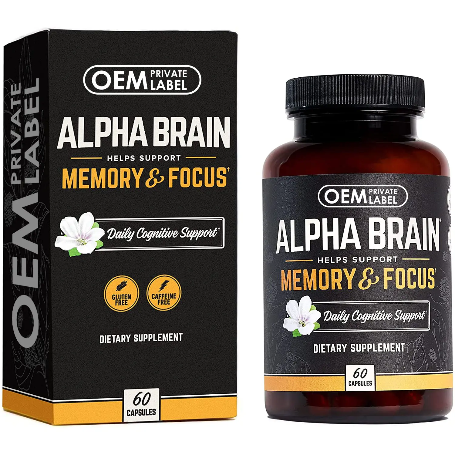 OEM/ODM Alpha Brain Melhora a Concentração de Memória Nootropics Promove a Inteligência E Cérebro Poder Suplemento Dietético Cápsula