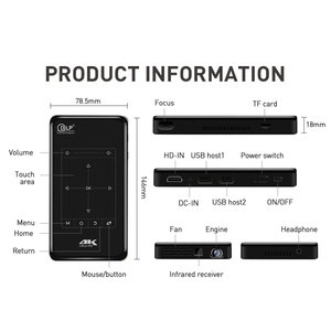 P09 Portable 4K Ultra HD <strong>DLP</strong> Mini Smart Projector with Infrared Remote <strong>Control</strong>, Amlogic S905X 4-Core A53 up to 1.5GHz Android 6. - Product Image 3