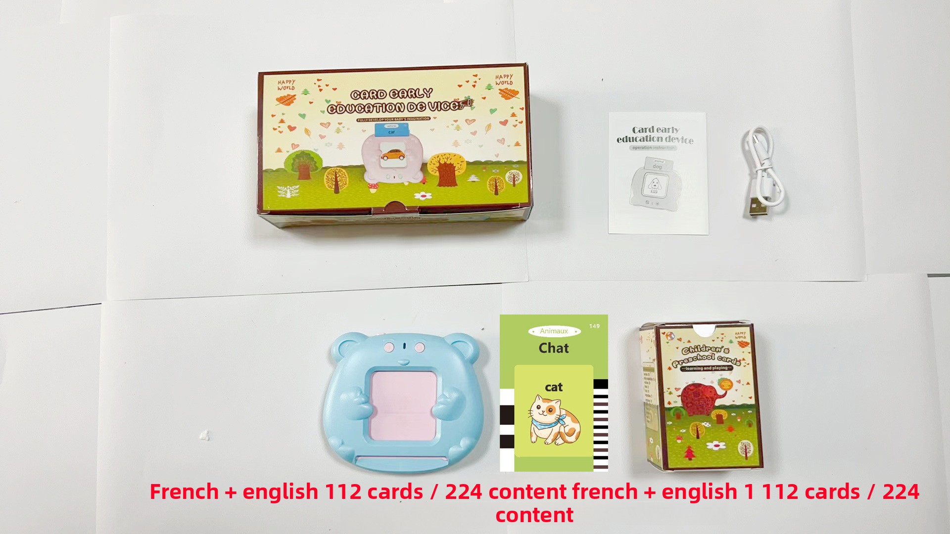 Bear BabyBlue112 Cartes (224 Contenu)Français+Anglais
