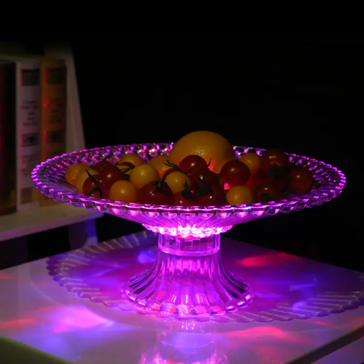 Plástico acanalado brillo claro transparente acrílico luminoso brillo LED luz bandeja de frutas