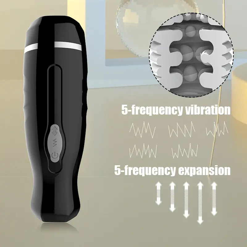 5-frecuencia Estiramiento Vibratorio Pulso Jet Cup Avión eléctrico Copa Masturbación Vibración Telescópico Masturbador masculino para hombre