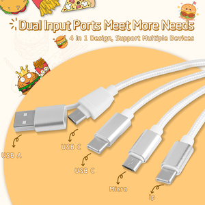 独特的食品汉堡设计4合1充电电缆多充电器线编织通用USB C型4合1充电电缆 - Product Image 3