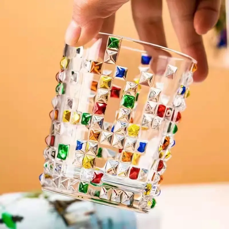 Verres à Whisky en cristal à l'ancienne, verres colorés peints en cristal, avec fond épais, nouvelle collection