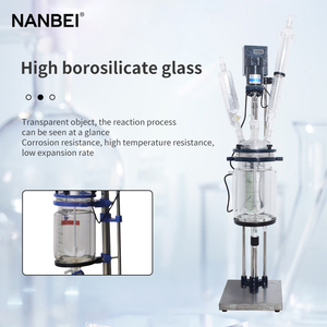 Navire de traitement de <span class=keywords><strong>biodiesel</strong></span> de laboratoire de mélangeur de réacteur en verre revêtu avec agitation - Product Image 4