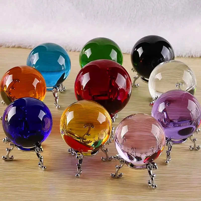Sfera cinese personalizzata all'ingrosso Feng Shui K9 sfera di cristallo di colore diverso di alta qualità sfera di cristallo per la casa dell'ufficio
