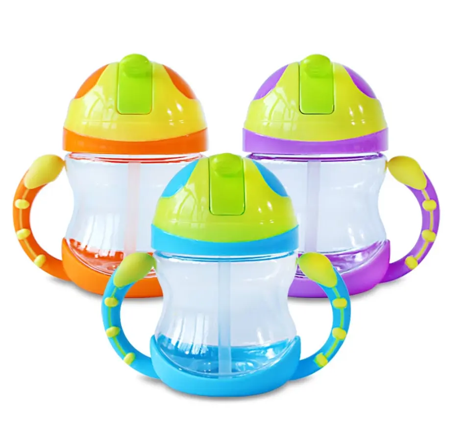 220Ml Bayi Anak-anak Jerami Cup dengan Handle Anak Botol Cangkir Bayi Anak-anak Belajar Minum Jerami Air Training Cup