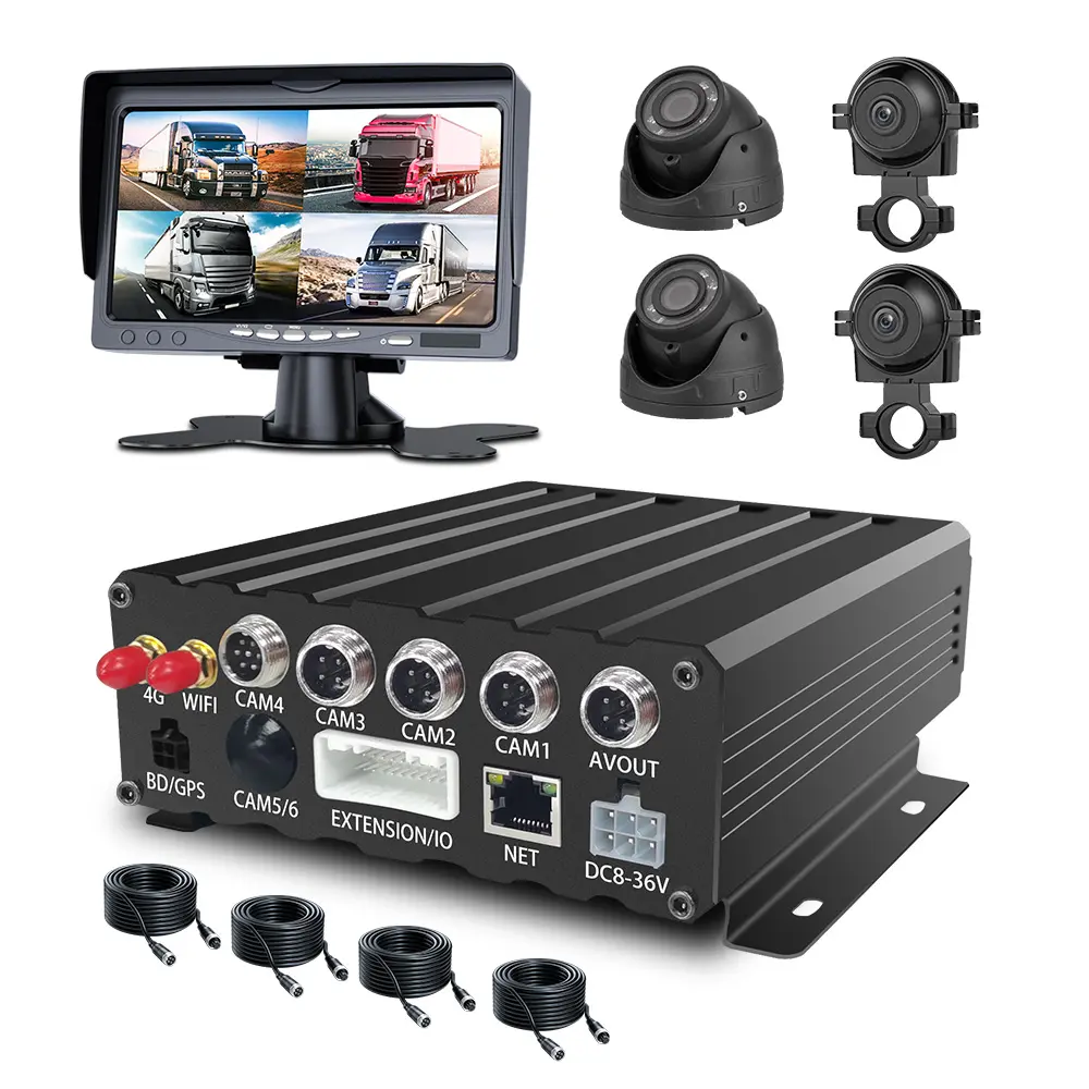 4G GPS 1080P MDVR CMSV6 720P Car Cam DVR 8 Channel CCTV System with 4 Dome 4 Bullet Cameras Surveillance Trailer for Truck Bus