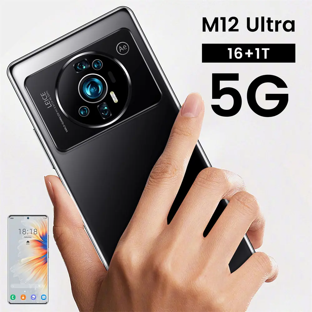 جديد وصول هاتف محمول M12 جدا 16GB + 1T الأصلي الهواتف المحمولة مع GPS BT WiFi الروبوت 4G 5G العالمية هاتف ذكي مفتوح