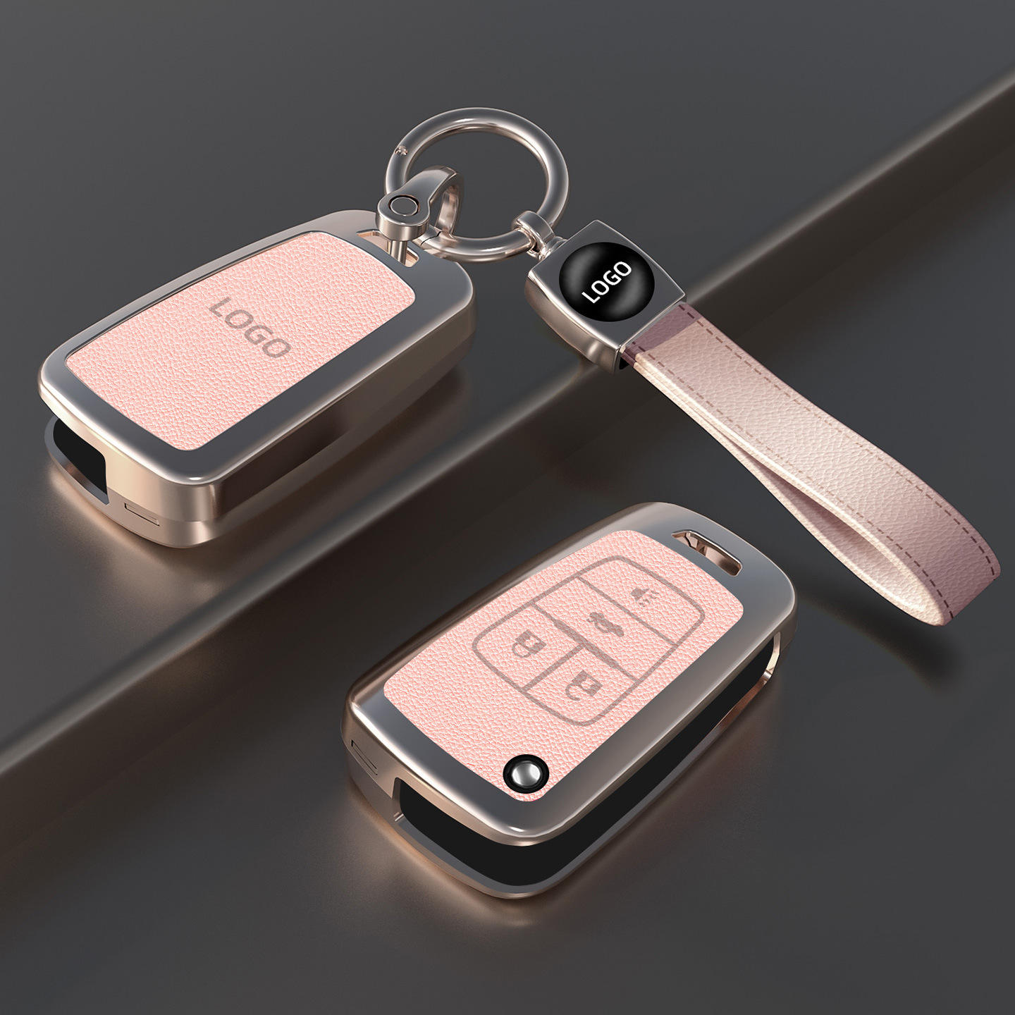 Ensemble de 4 clés pliantes roses avec dragonne.