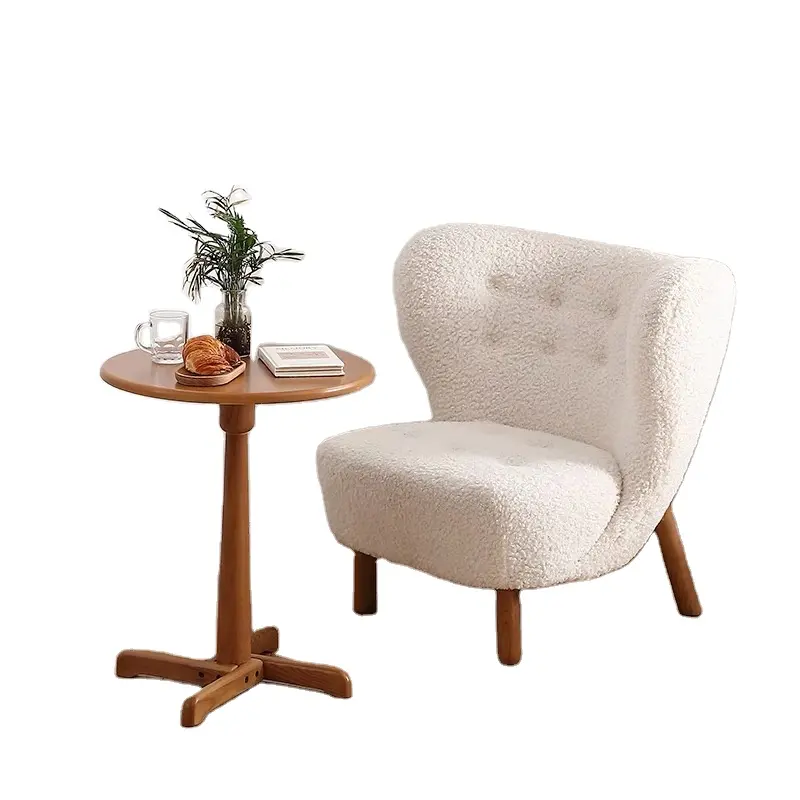 Canapé simple de style nordique, chaise décontractée créative, salon, balcon, luxe, tissu en peluche d'agneau, fauteuil de loisirs