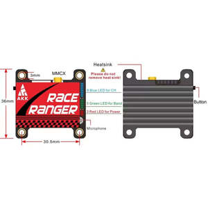 <strong>FPV</strong> Freerider Drone Accessory AKK Race Ranger <strong>5.8G</strong> Long Range <strong>Transmitter</strong> VTX <strong>FPV</strong> 1.6W Smart Audio VS RUSH TANK SOLO 1.6W - Product Image 2