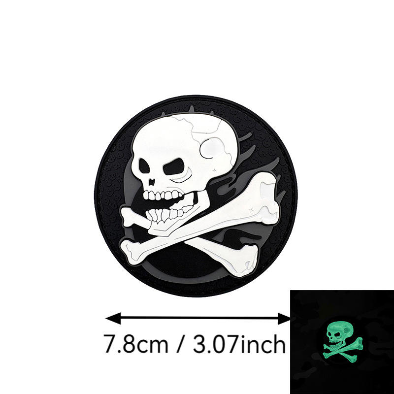 Round skull (black background with white glow in the dark)