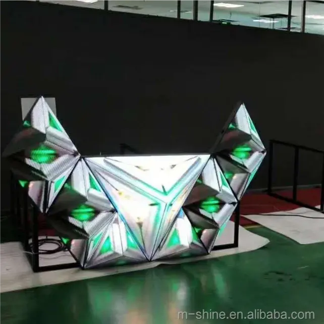 M-Shine interior personalizado Irregular creativo forma fresca solución de polígono a todo Color DJ cabina pantalla LED para Bar