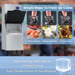 Automatic Commercial <strong>Cube</strong> <strong>Ice</strong> Machine with 3.5 Inch LCD <strong>Display</strong> 350Lbs/24H Compressor 120kg <strong>Ice</strong> Storage Capacity 220V/110V
