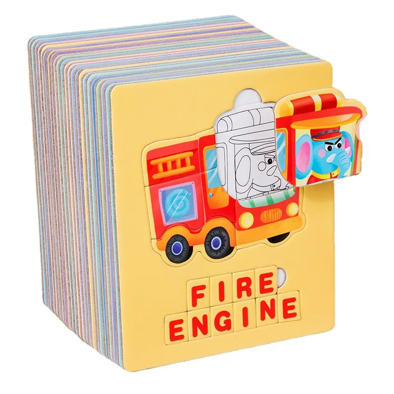 2024 vendita calda dei bambini Montessori educativi giocattoli di apprendimento parola ortografia cartone animato animale carta puzzle per bambini ragazzi e ragazze