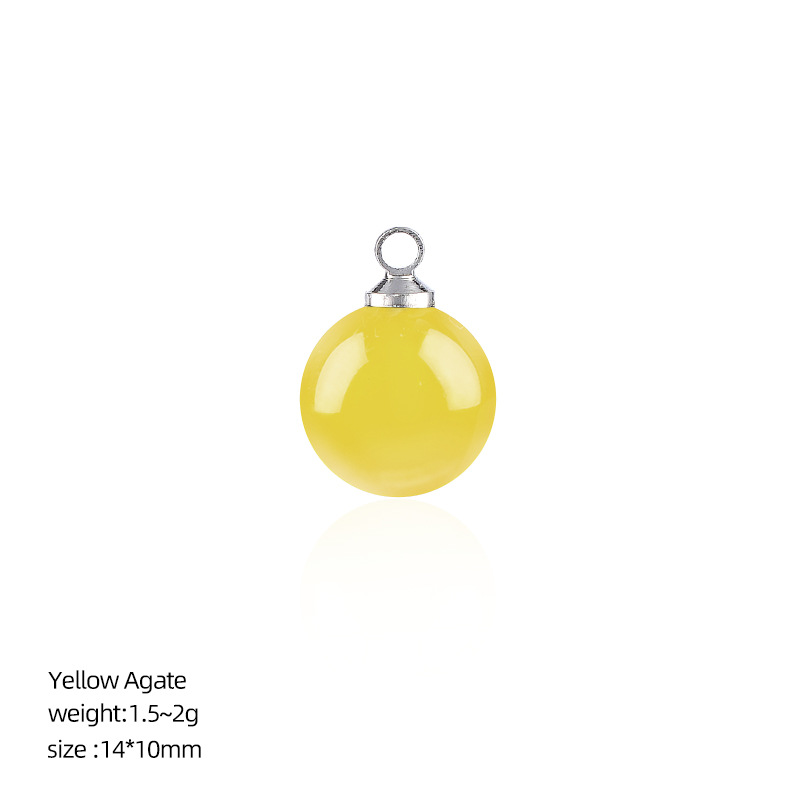 Pendentif rond agate jaune 10mm