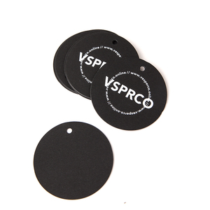 Winnus-impresión de logotipo personalizado de fábrica, papel ecológico, negro, redondo, joyería pequeña, etiqueta Colgante con cadena elástica