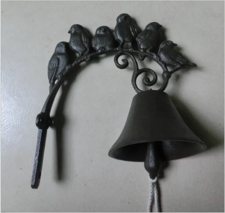 Timbre de hierro fundido para el hogar, campanilla decorativa de Estilo Vintage antiguo para exteriores, estilo rústico, montado en la pared