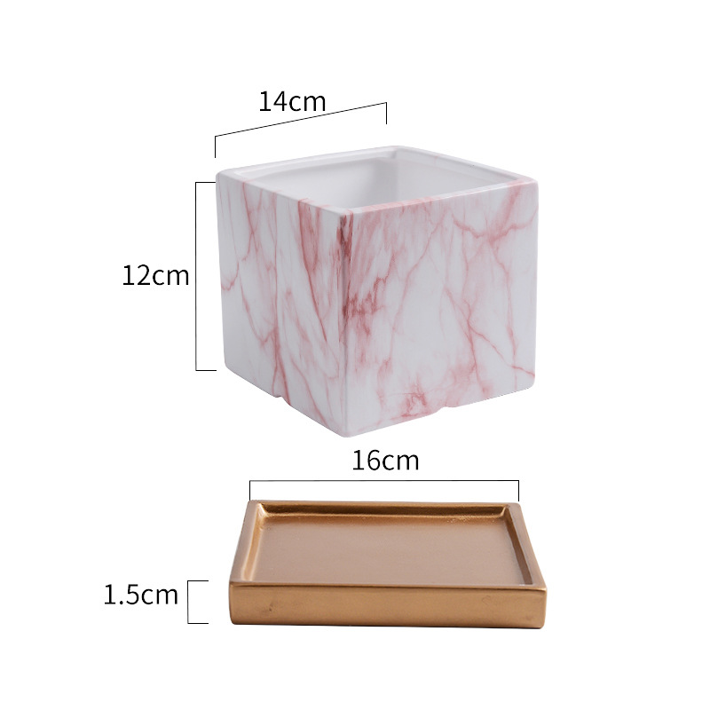 Square Pink Pattern Medium Size 14cm (with Tray)