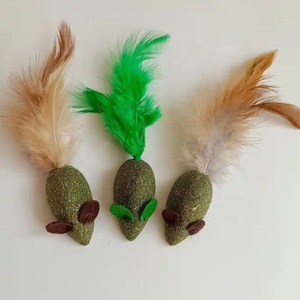 Mayorista Nueva Hierba Gatera Mascota con Pluma Real Molar Dientes Limpieza Ratón Forma Gato Aperitivo Saludable Catnip Juguete - Product Image 2