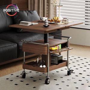 Çok fonksiyonlu asansör katlanır yan masa Modern basit oturma odası ev ceviz kaplama mobil depolama yan masa ZEM-341 - Product Image 1