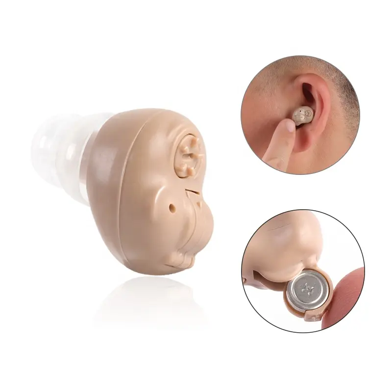 Venta al por mayor audifonos Bluetooth china en el oído pequeños productos auditivos baratos invisibles audífonos electrónicos para personas mayores sordas