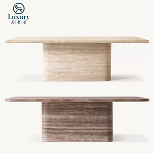 Sang trọng hiện đại hình chữ nhật ngoài trời travertine bàn ăn vườn đá cẩm thạch bàn ăn - Product Image 1