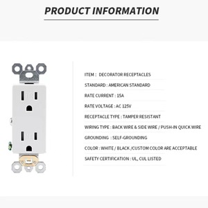 เต้ารับไฟฟ้าทองเหลืองบริสุทธิ์2ช่อง15A เต้าเสียบปลั๊กแบบ US 125V สำหรับ5-15R ที่ทันสมัย - Product Image 4