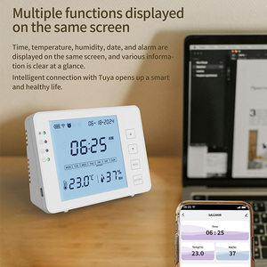 Monitor de clima y reloj despertador 6 en uno Termómetro inteligente Hidrómetro digital con fecha de hora Año Mes Pantalla
