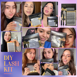 Gollee Trays Volume Private Label Mink Fluffy Oem Your logo Custom Diy Segment Strip Cils Lash Cluster Extension Glue Kit - Product Image 6