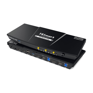 TESmart 2端口双显示器KVM交换机套件HDMI + DP 4K60Hz带USB 3.0扩展坞EDID 2x2 HDMI显示端口KVM交换机 - Product Image 1