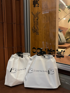 工厂定制购物拉绳袋塑料Pe拉绳袋带您自己的标志 - Product Image 3
