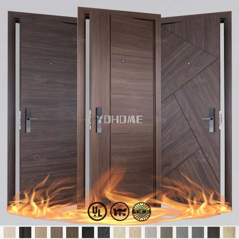 Guangdong yohome top design thailand porte dell'hotel impiallacciatura di legno vernice porte tagliafuoco di alta qualità colori vernice legno porte tagliafuoco