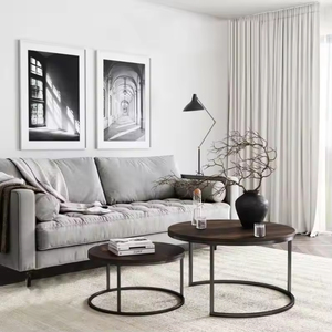 Walnut màu vòng Bàn cà phê hiện đại chất lượng cao Bảng phụ cho phòng khách bằng gỗ Bộ bàn trà - Product Image 3