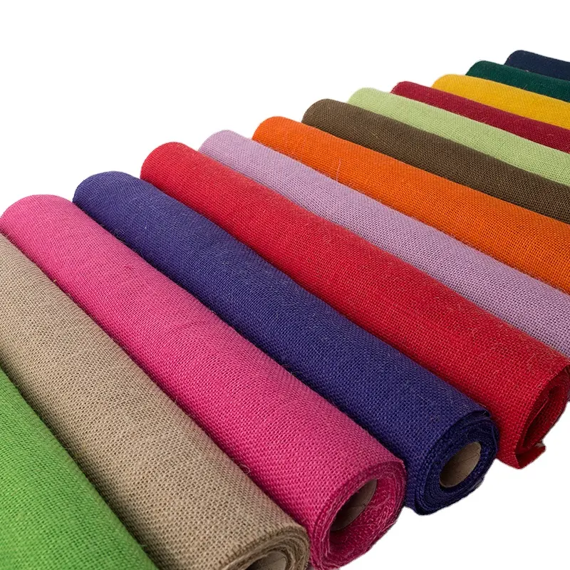 ผ้าปอกระเจาย้อมสีเป็นมิตรกับสิ่งแวดล้อม,ผ้าถักสีผ้ากระสอบม้วนผ้ากระสอบผ้าป่านสีสันสดใสทนทาน
