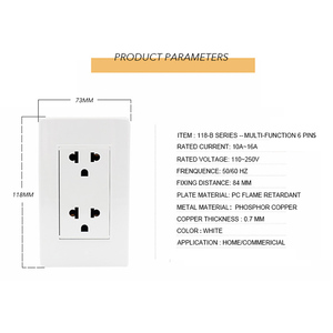 US Multifunction <strong>Socket</strong> Single and Double Plug <strong>Socket</strong> Electric 110V-220V <strong>16A</strong> Outlet Power <strong>Socket</strong> - Product Image 5