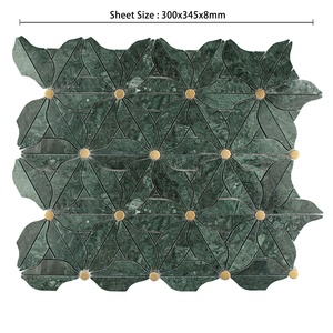 Thiết kế sang trọng màu trắng và vàng không thường xuyên nhà bếp backsplash bằng tia nước đá cẩm thạch Gạch <span class=keywords><strong>Mosaic</strong></span> với kim loại - Product Image 5