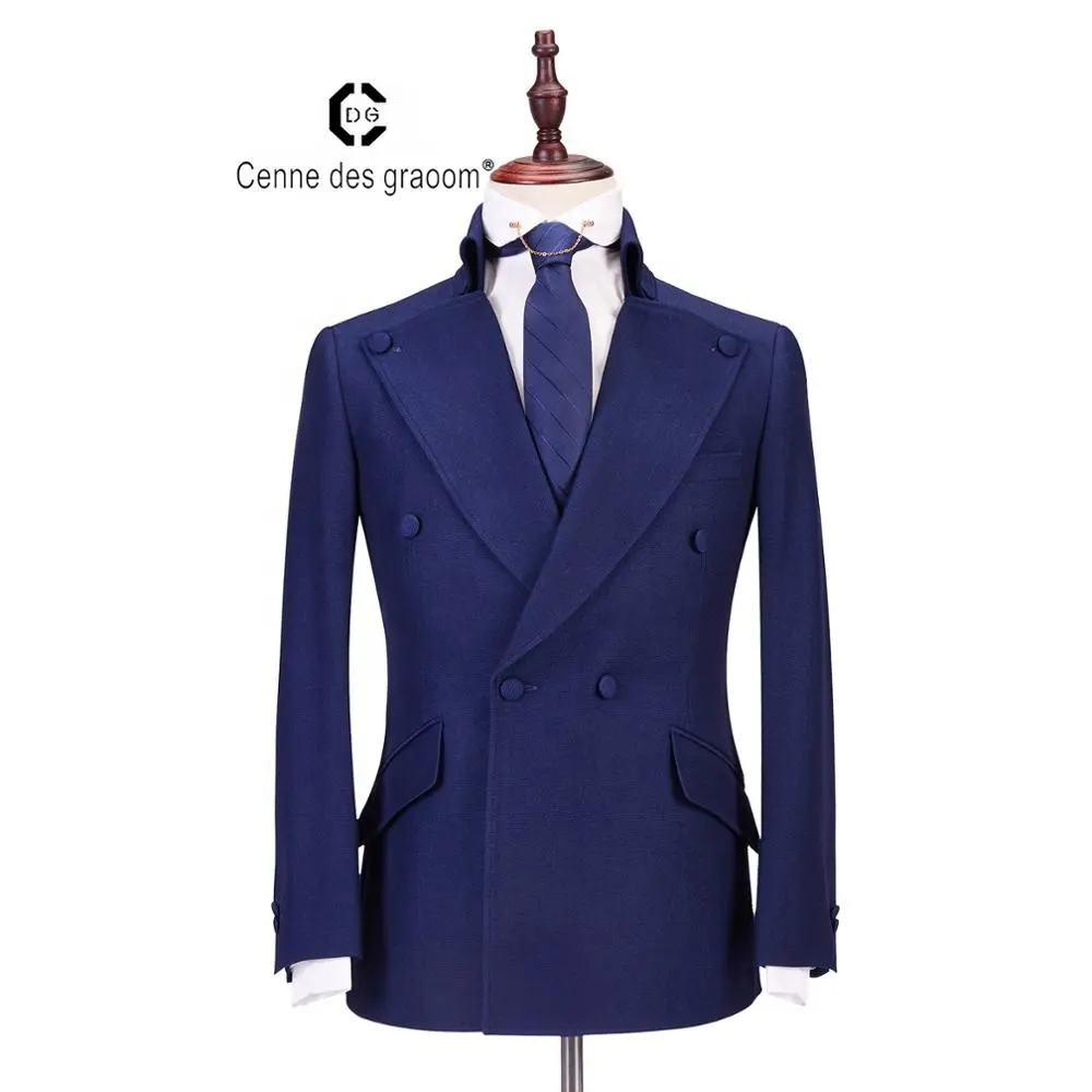 China mejor calidad hombres formal azul slim casual Hombre traje conjunto