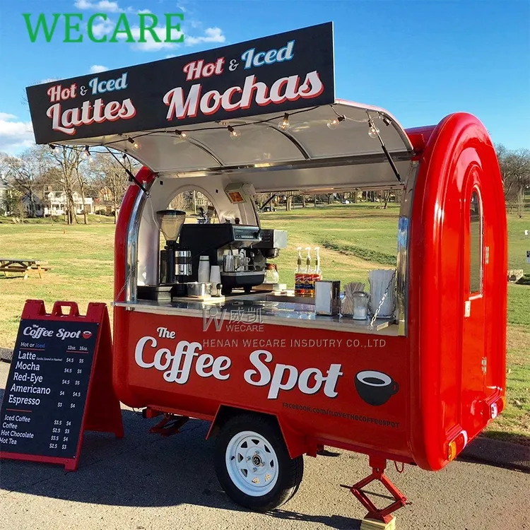WECARE personalizado mini remolques de comida totalmente equipados helado hot dog carrito de calle móvil pequeños carros de comida rápida de diseño para la venta