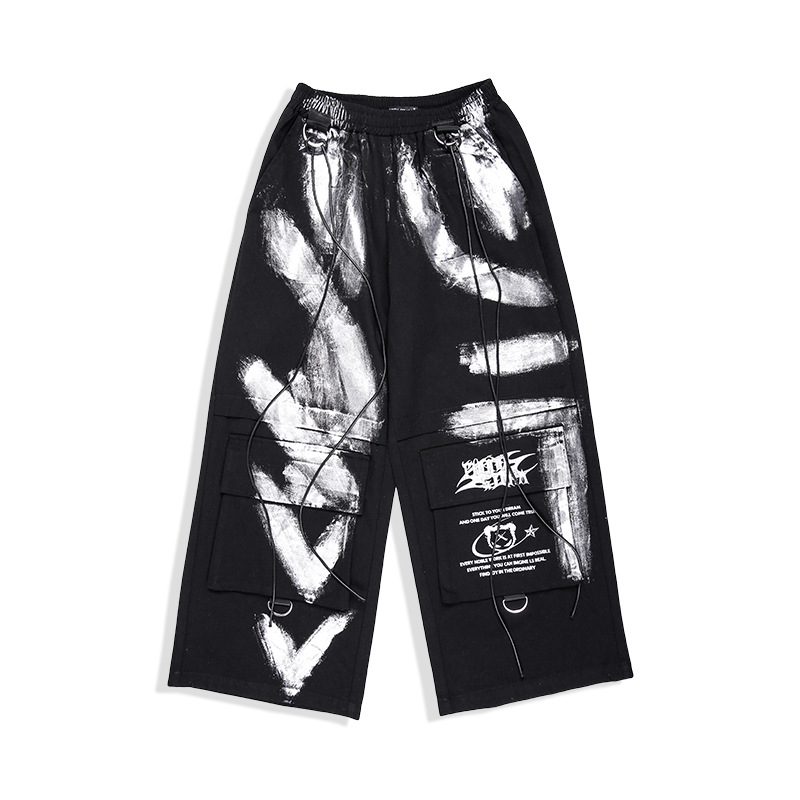 black straight-leg pants